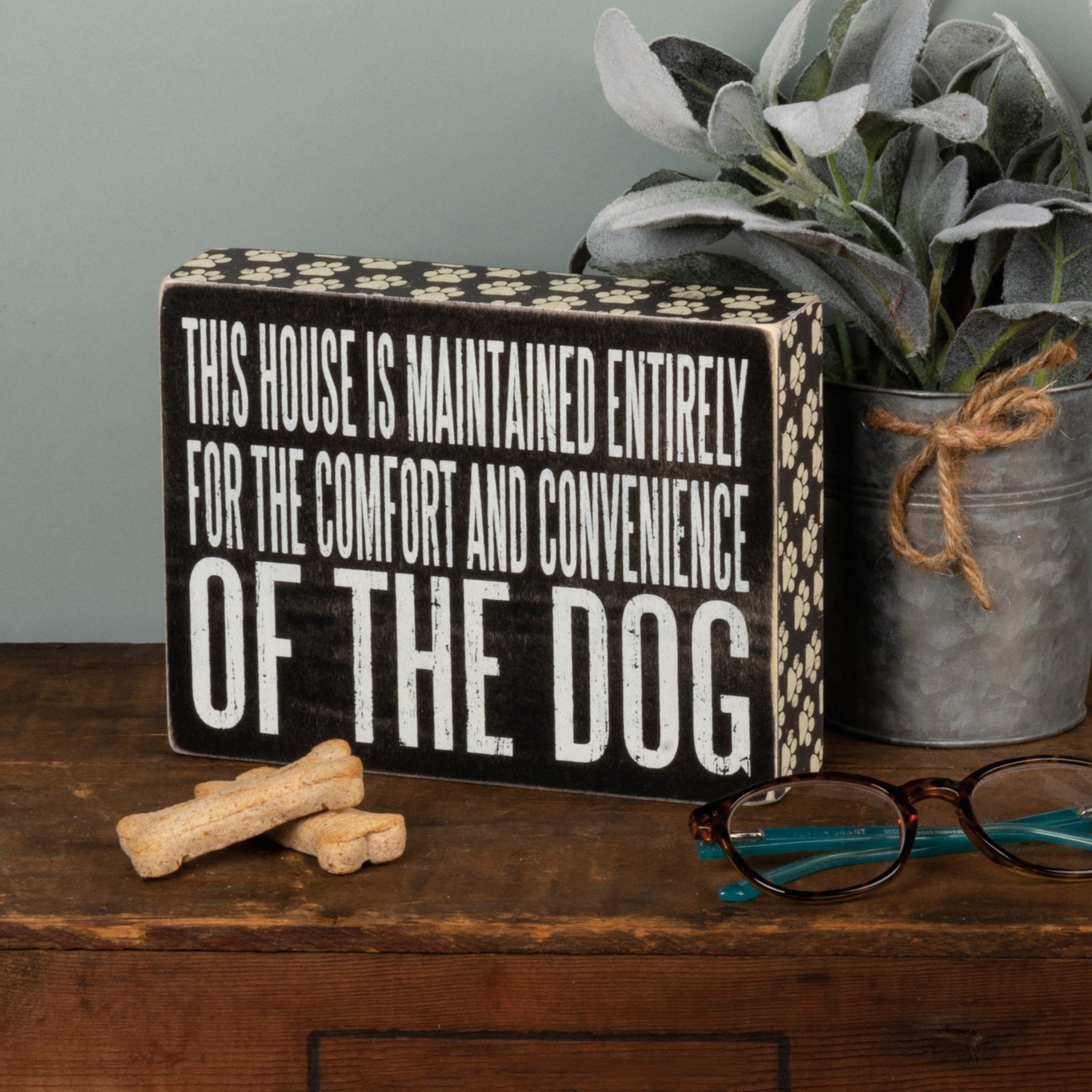 Comfort Dog Box Sign | Black And White Wooden Box Decor | 7.50&amp;quot; x 5.75&amp;quot;