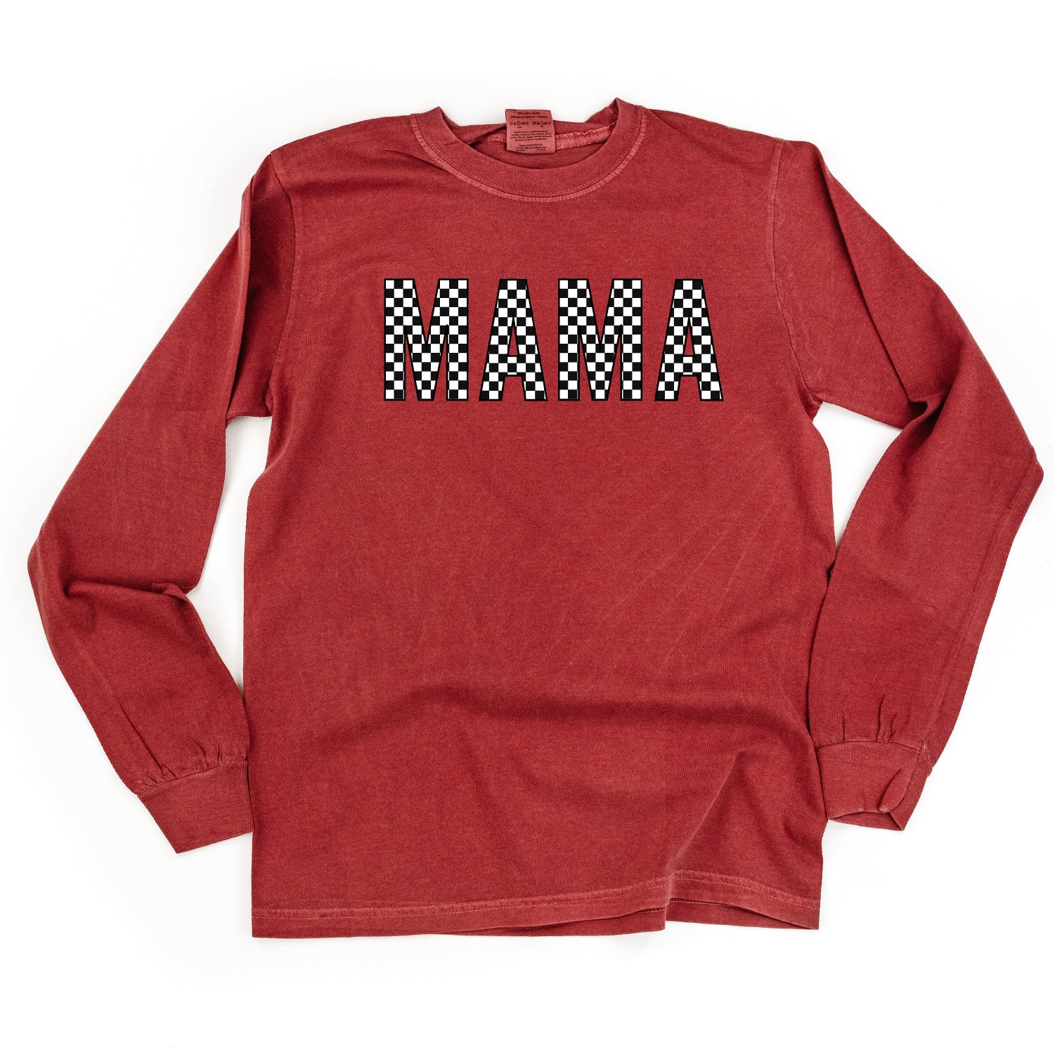 Block Font Checkers - MAMA - Long Sleeve Comfort Colors Tee