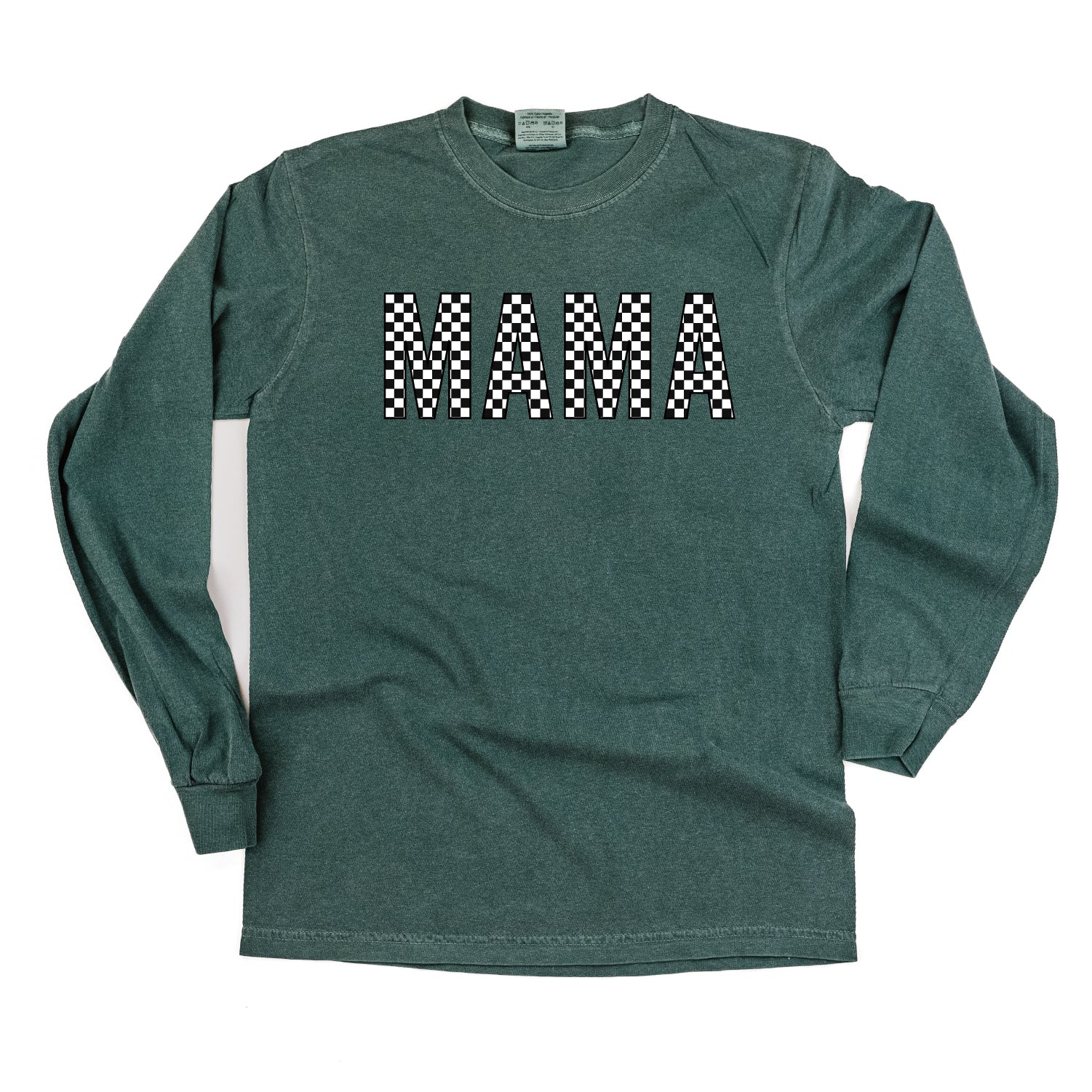 Block Font Checkers - MAMA - Long Sleeve Comfort Colors Tee