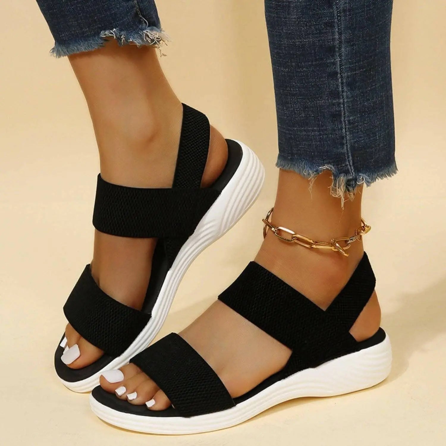 Shoes - Comfortable low heel rubber sandals