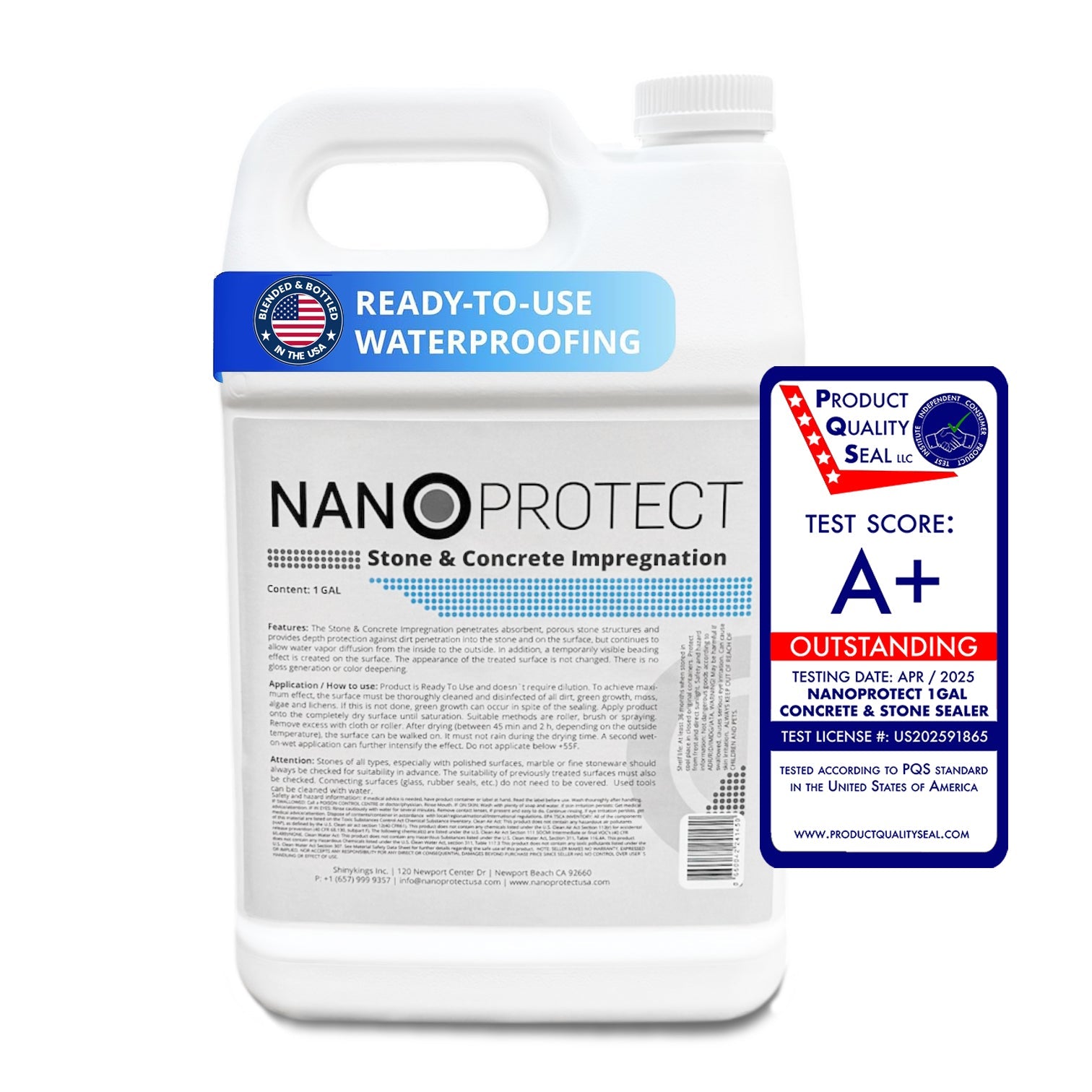 Nanoprotect Concrete &amp;amp; Stone Sealer | Long Lasting Driveway, Patio &amp;amp; Paver Protection 1 GAL Ready to use for up to 200-400 sqft