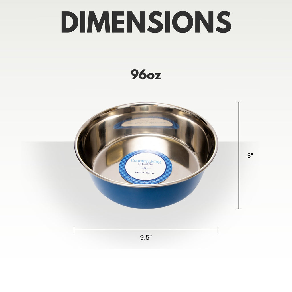 Country Living Set of 2 Heavy Gauge Stainless Steel Dog Bowls - Perfect for Food & Water