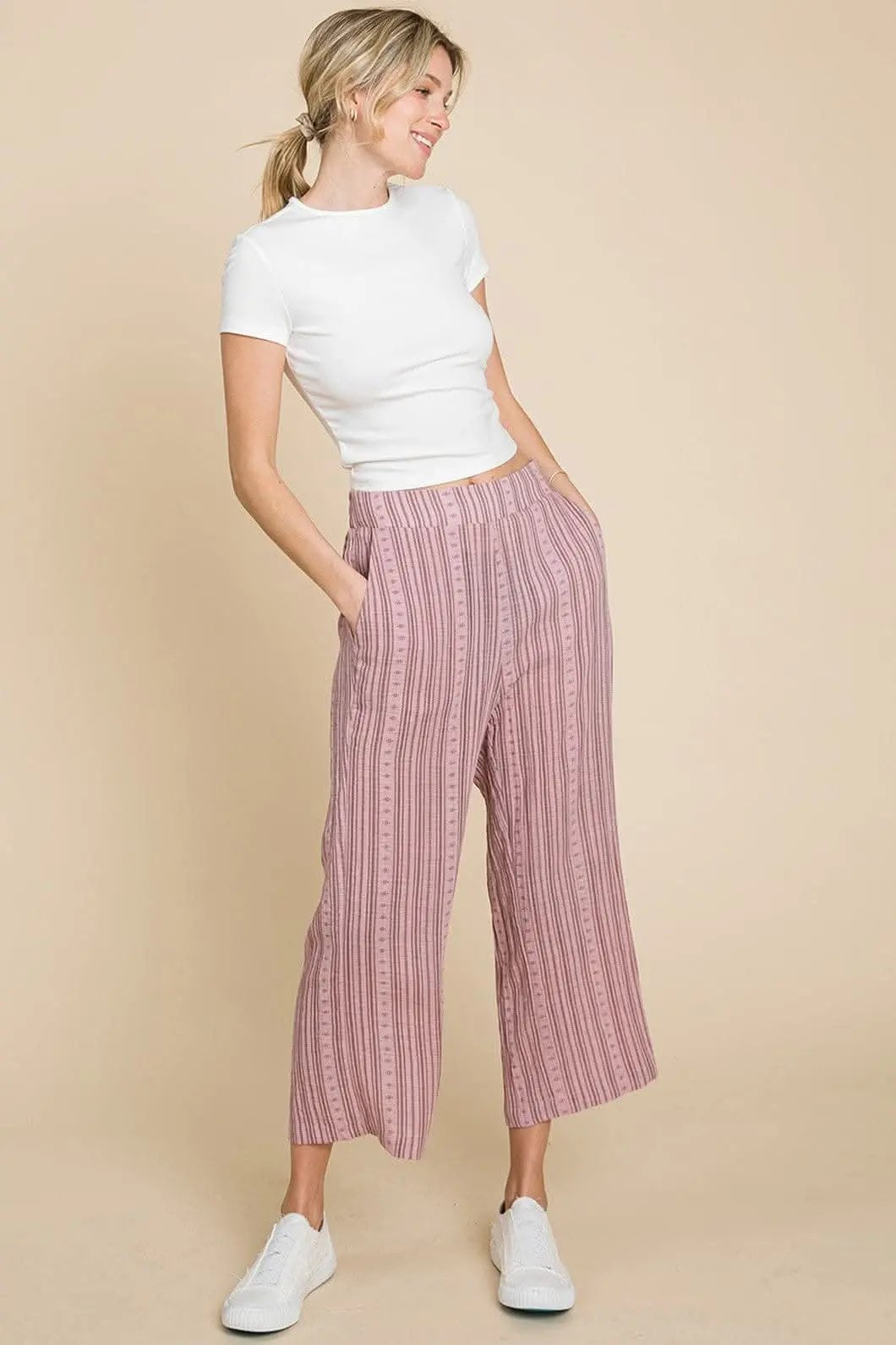 Trendsi Cotton Bleu Striped Pants Women&amp;#39;s Casual Wide Leg Comfy
