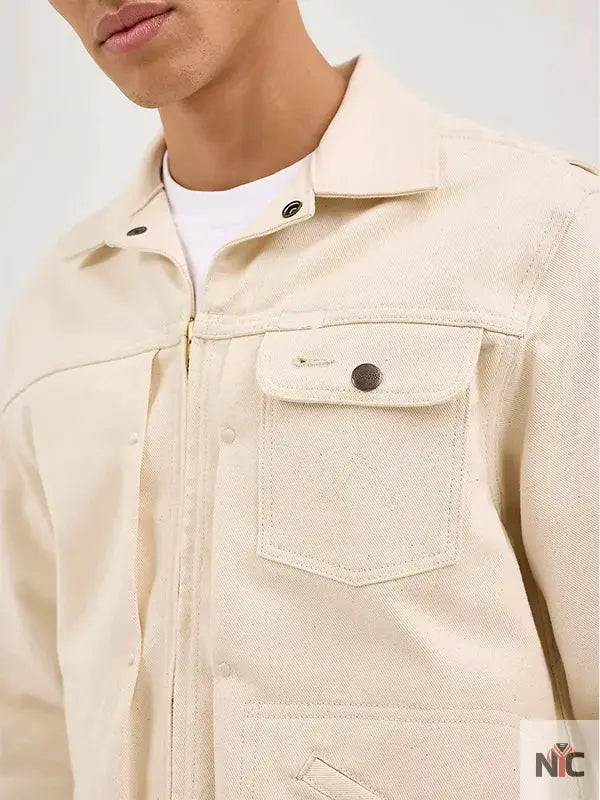 Cowboy 2025 Unisex Cream Denim Jacket