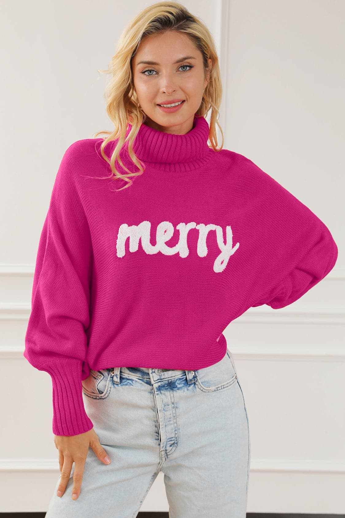 Sweater Pullover - Cozy Merry High Neck Knit
