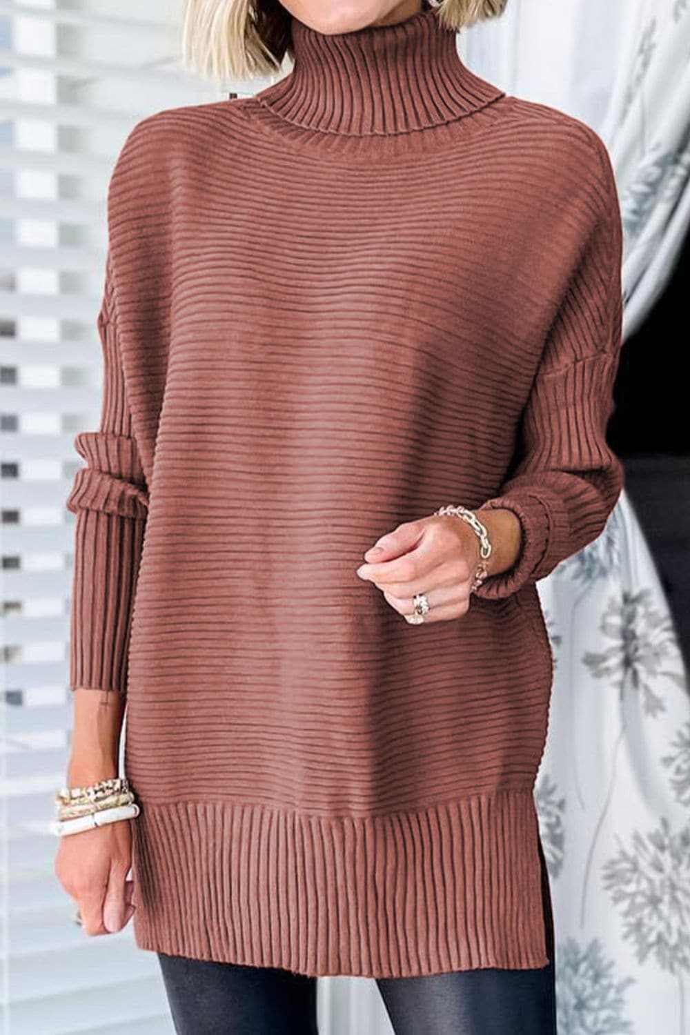 Cozy ribbed turtleneck pullover