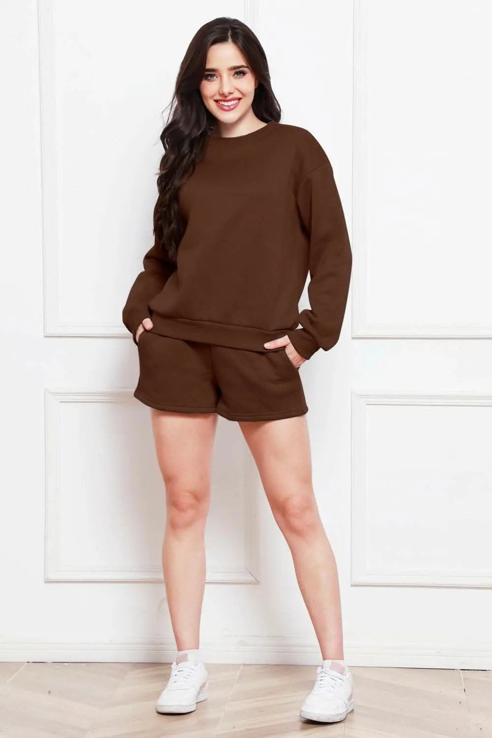 Trendsi Cozy sweatshirt and shorts set
