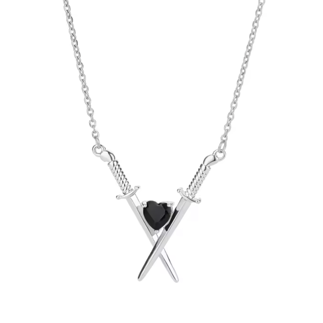 Crossed Swords ⚔️🖤⚔️ Necklace in Silver