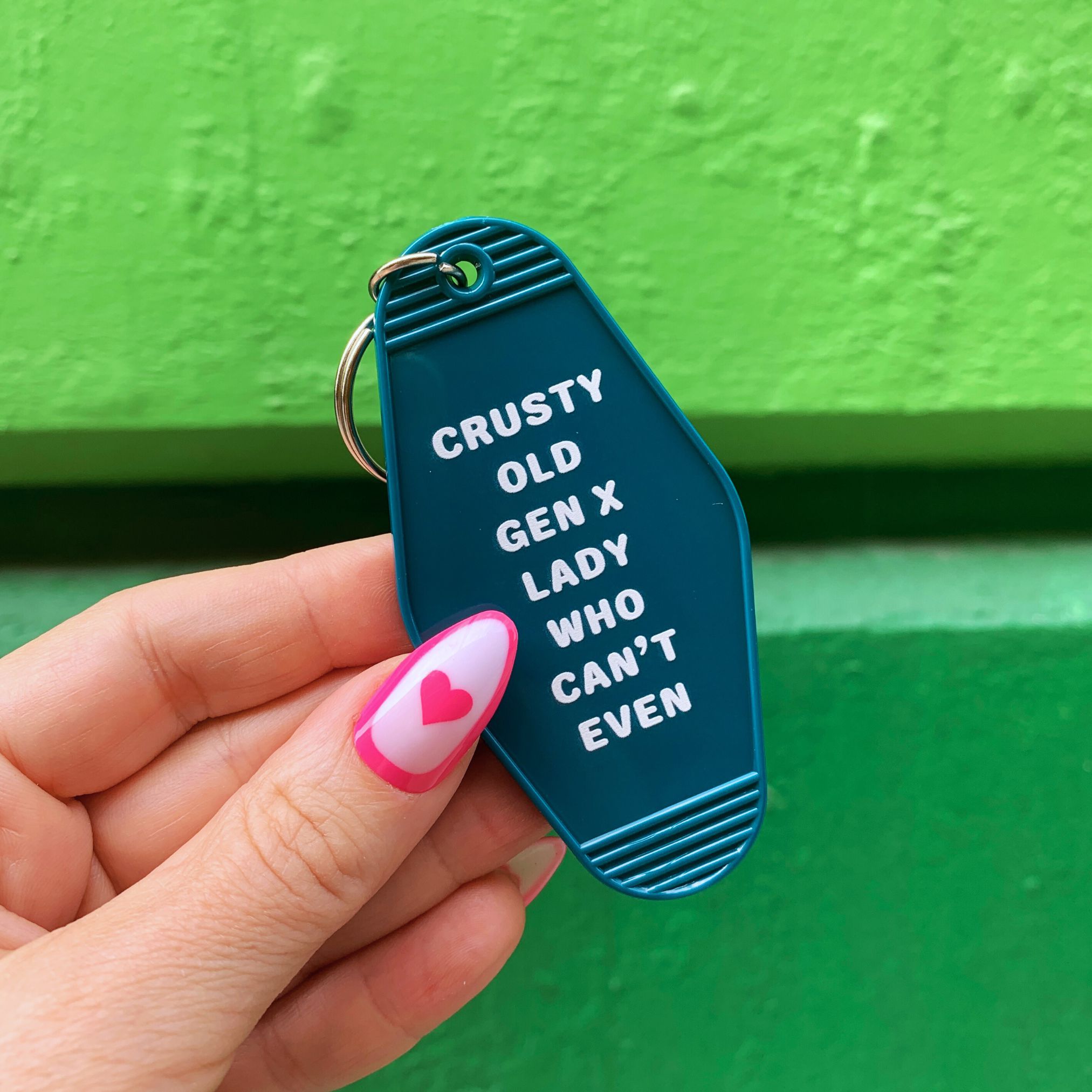 Crusty Old Gen X Lady Who Can&amp;#39;t Even Motel Keychain in Blue