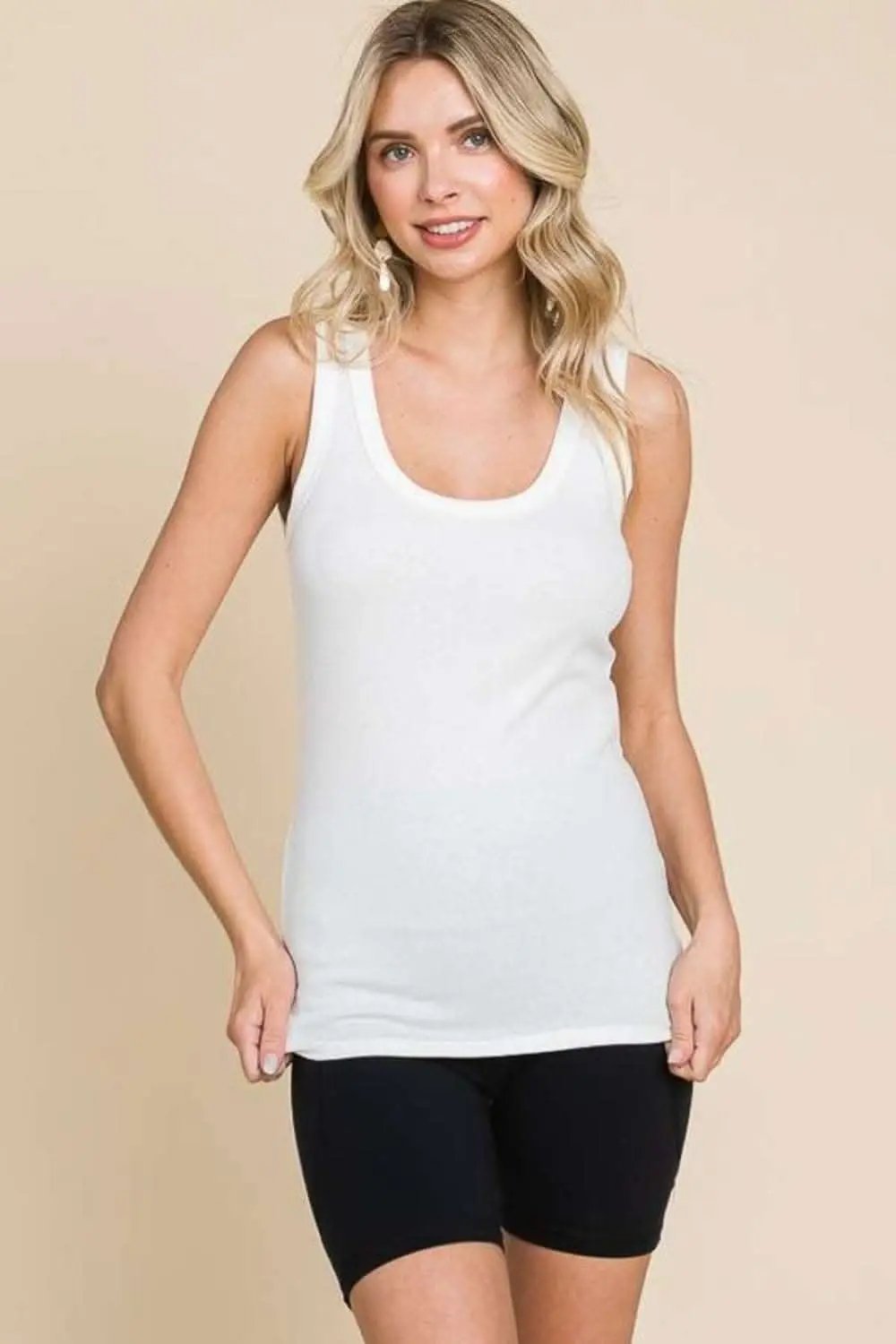 Ribbed Scoop Neck Tank Women&amp;#39;s Everyday Basic Top USA Shipped