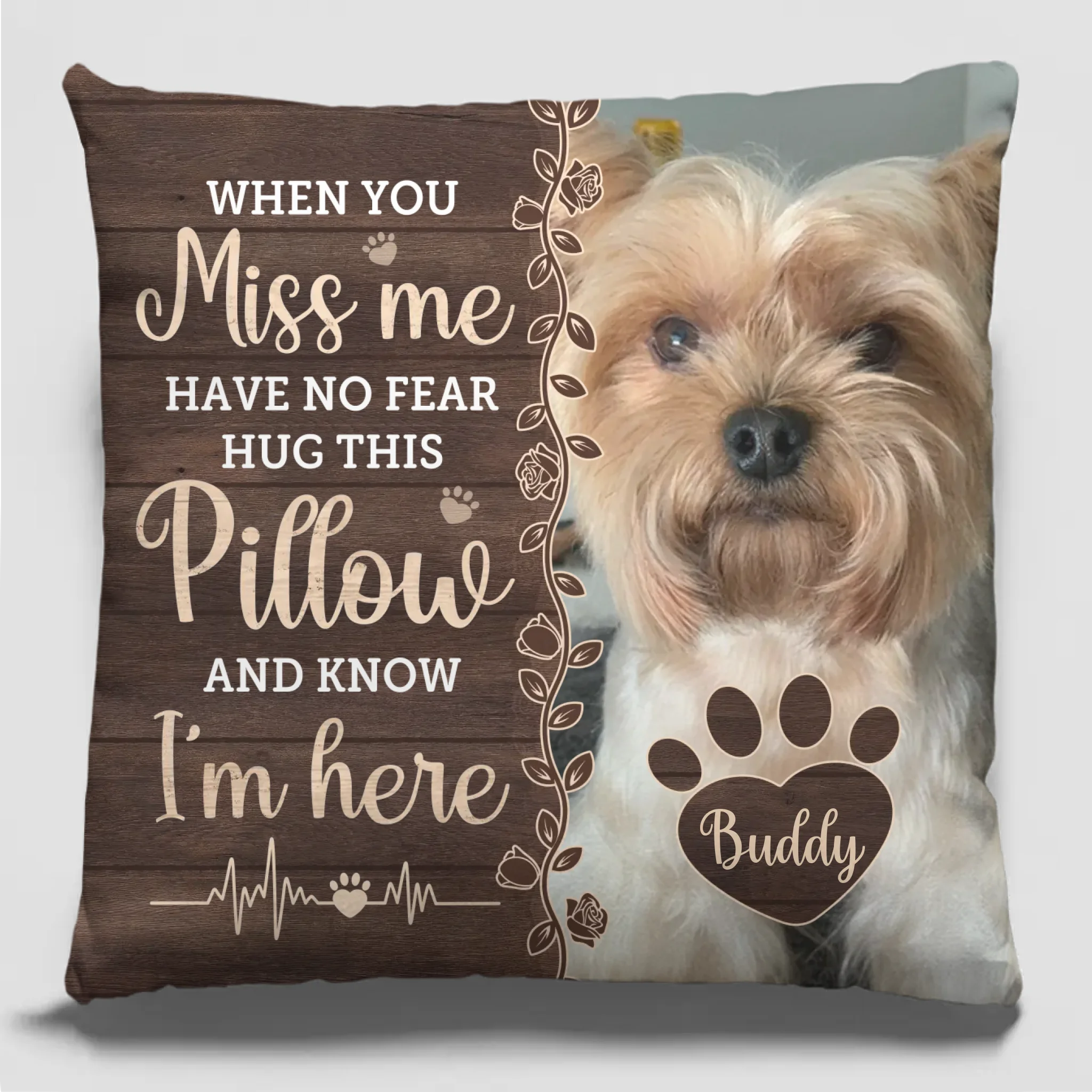 Custom Photo When You Miss Me Pet Memorial - Personalized Custom Pillow - Sympathy Gift For Pet Owners, Pet Lovers
