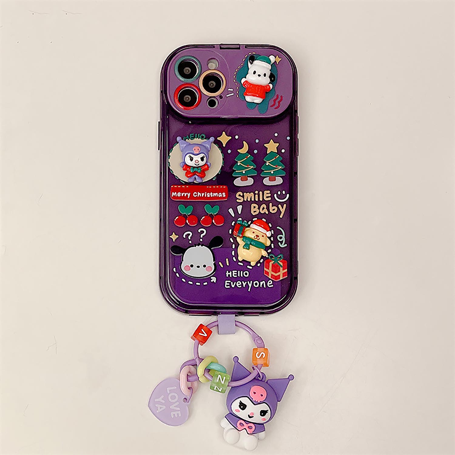Cute Cartoon Anime Flip Mirror Christmas Phone Case For iPhone | ZAKAPOP