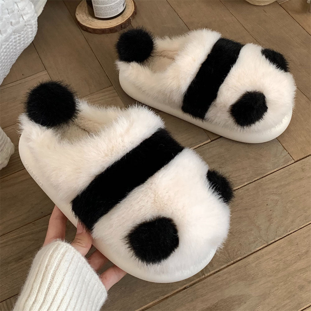 Cute Panda Plush Home Warm Winter Slippers | ZAKAPOP