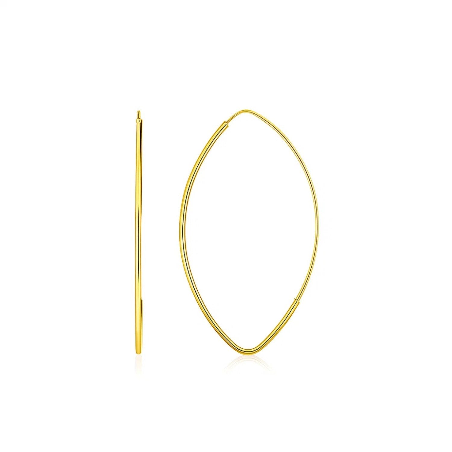 14k Yellow Gold Polished Long Marquise Motif Earrings