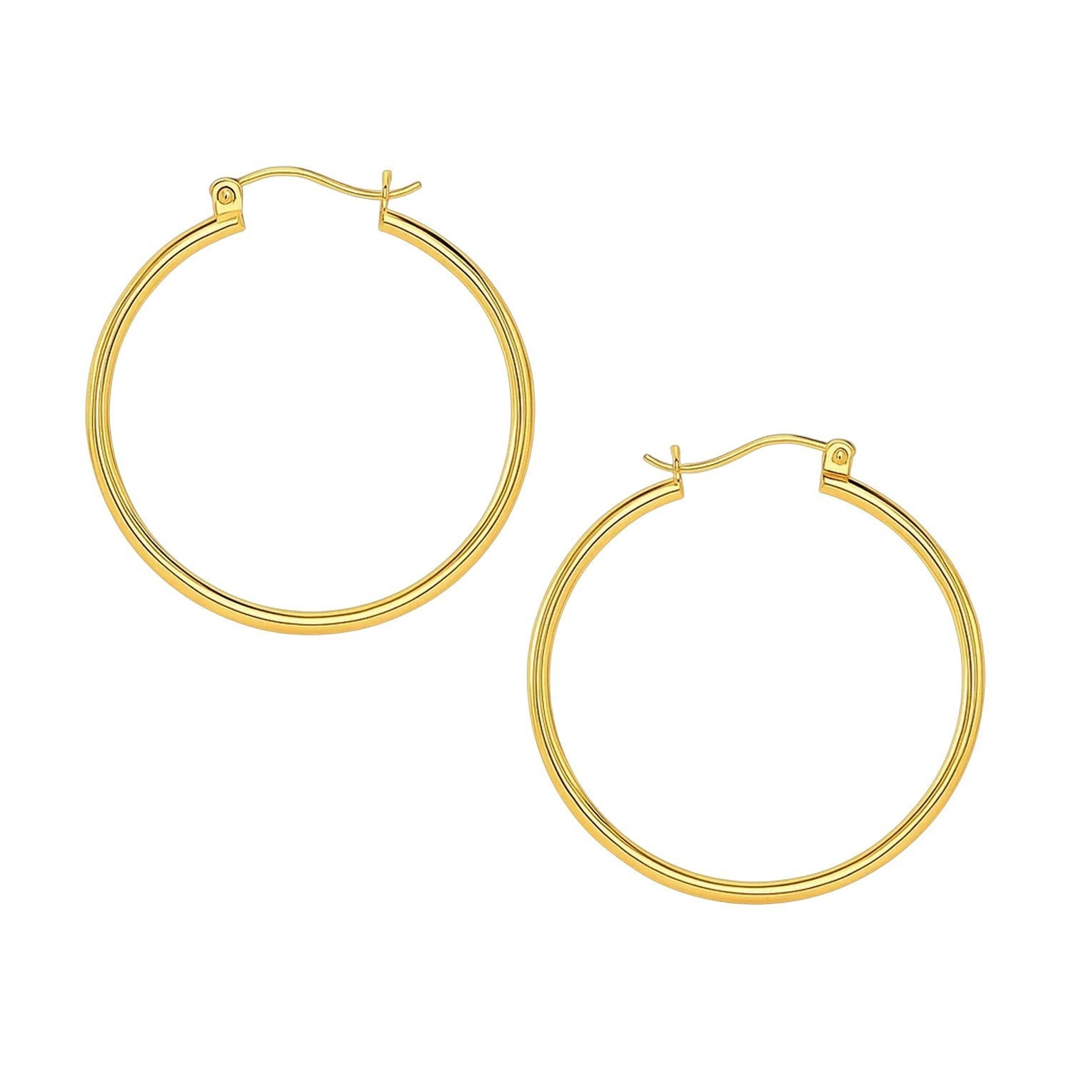 14k Yellow Gold Polished Hoop Earrings (1.5x40mm)