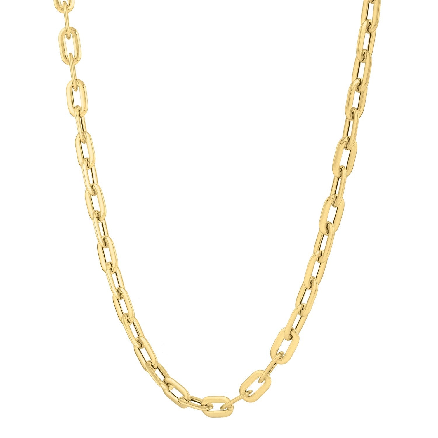 Oval Domed Paperclip Necklace in 14K Yellow Gold