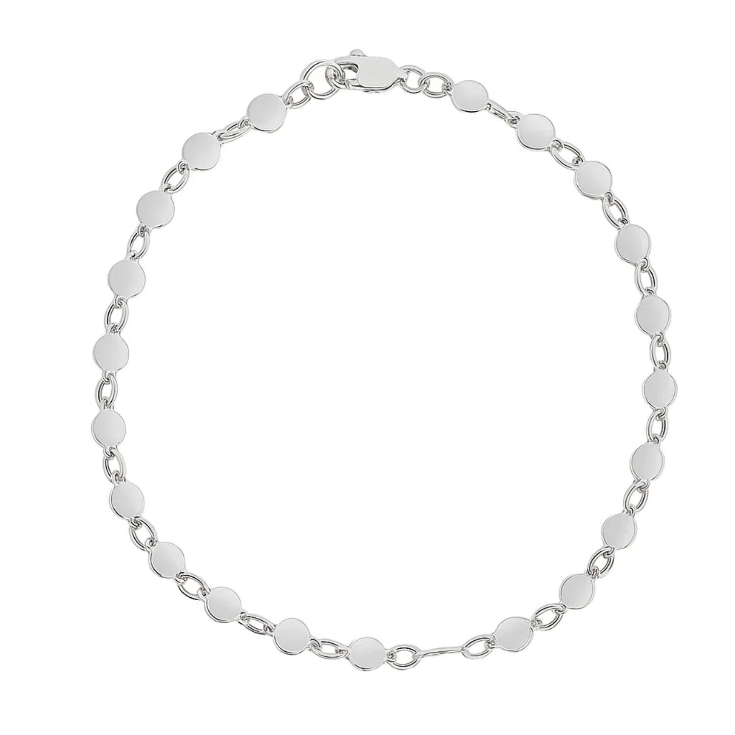14k White Gold Bracelet with Polished Circles (4.00 mm)