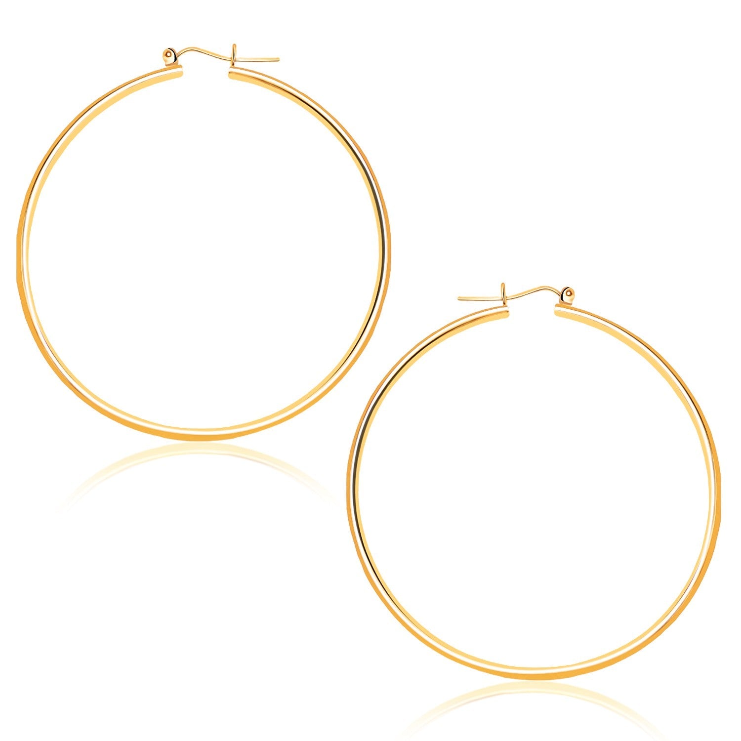14k Yellow Gold Polished Hoop Earrings (45  mm)