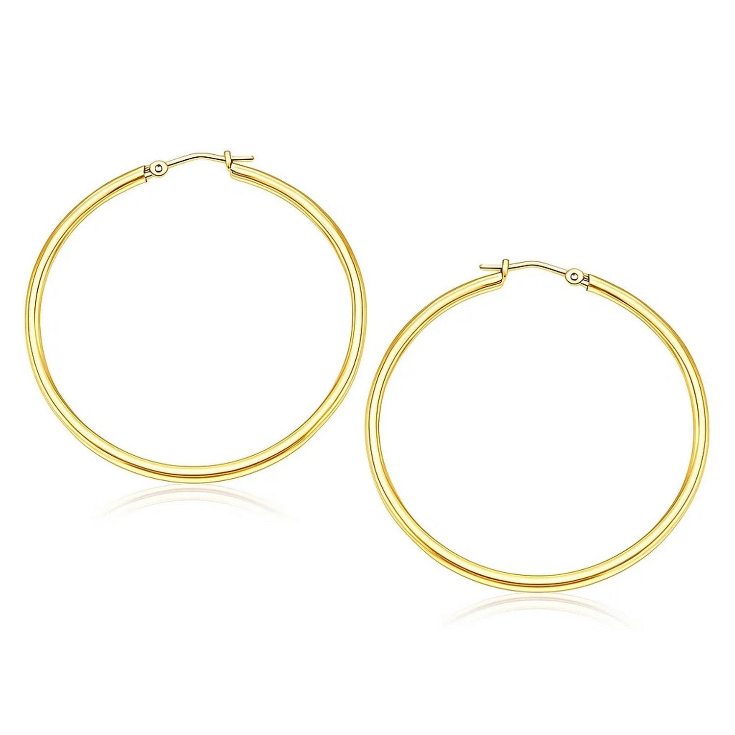 14k Yellow Gold Polished Hoop Earrings (2x40mm)