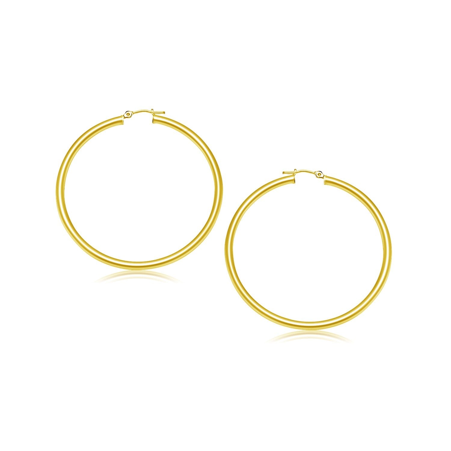 14k Yellow Gold Polished Hoop Earrings (25  mm)