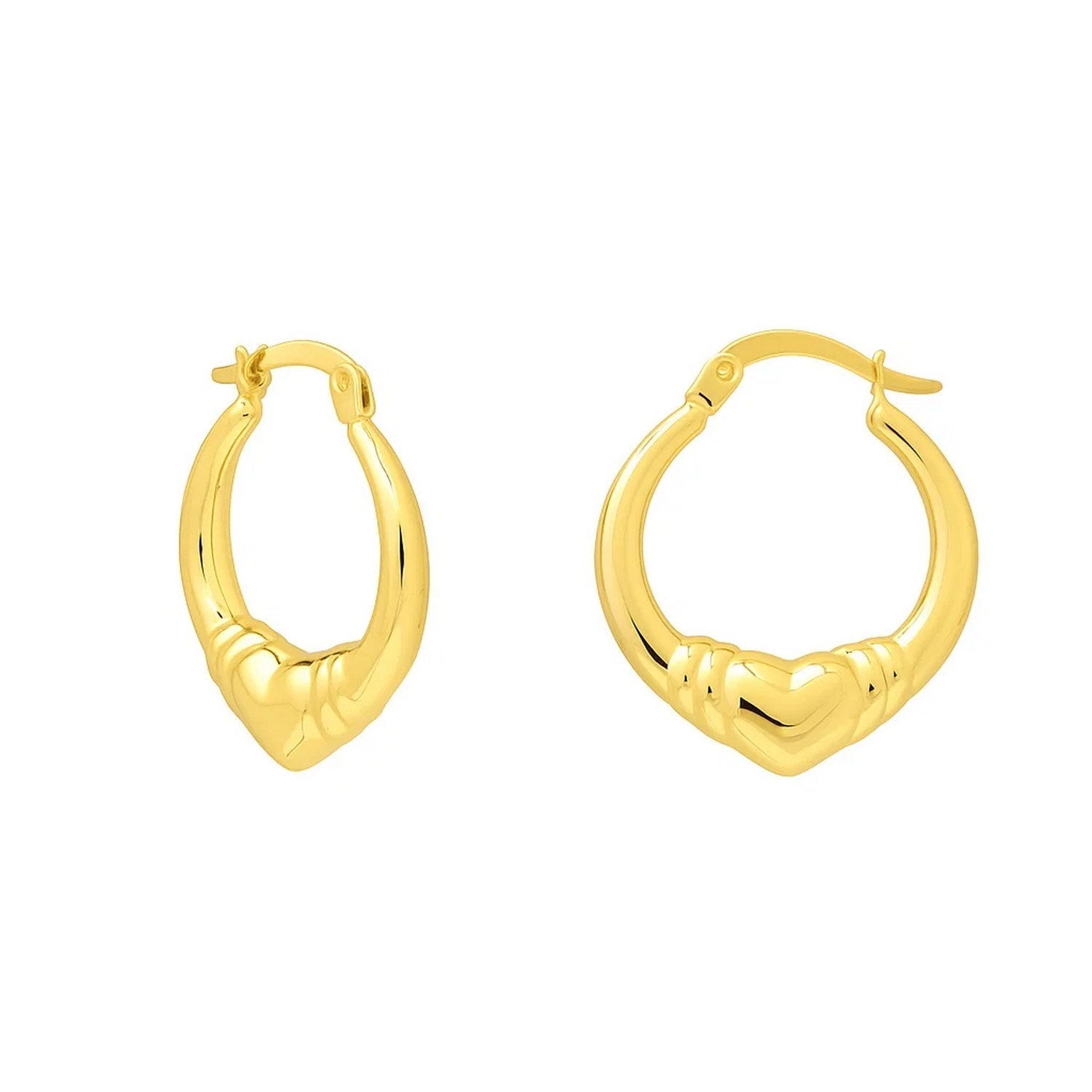 Medium Heart Hoop Earrings in 14K Yellow Gold