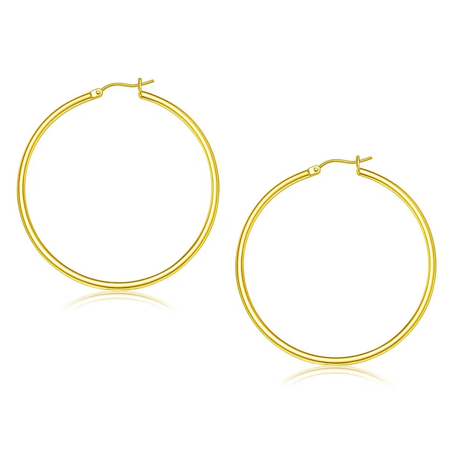 14k Yellow Gold Polished Hoop Earrings (2x45mm)