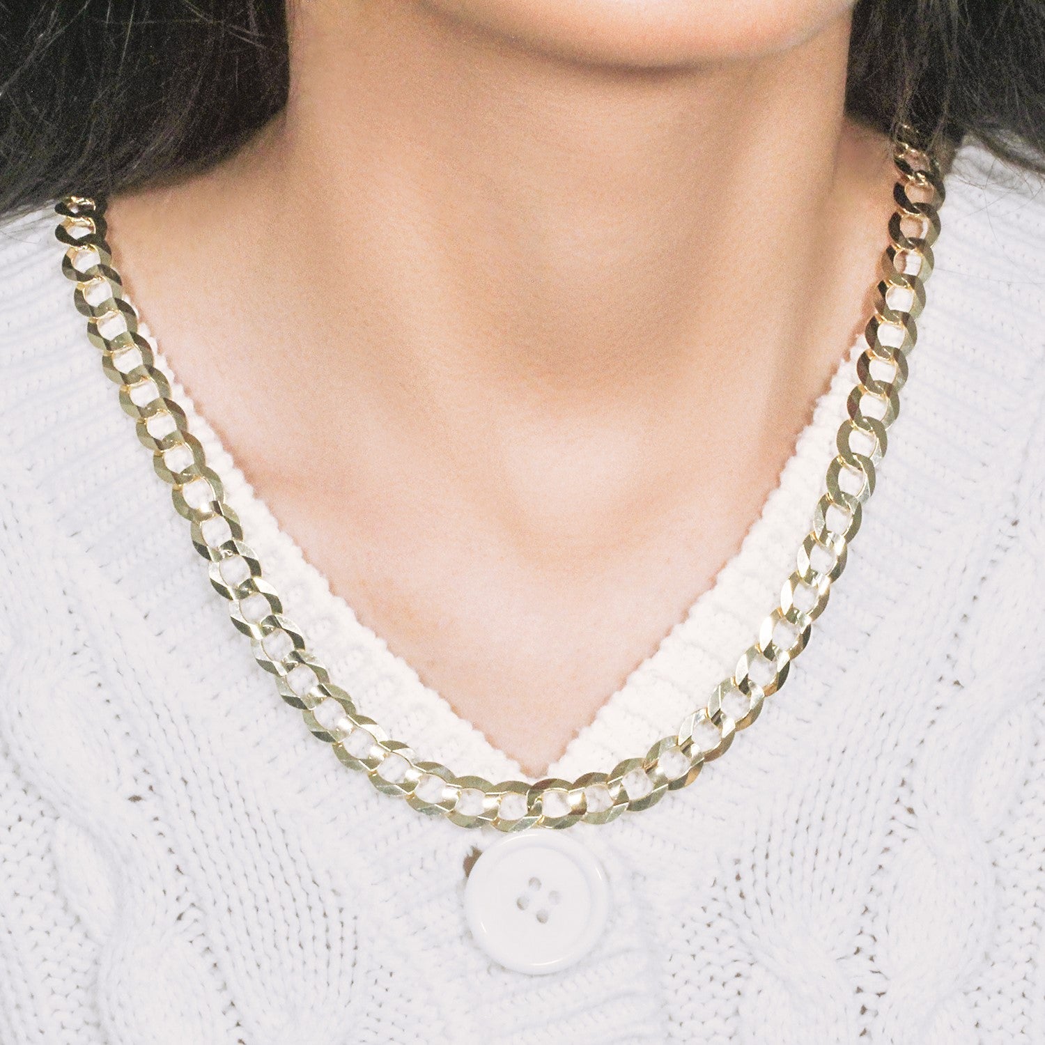 14k Yellow Gold Solid Curb Chain (10.00 mm)