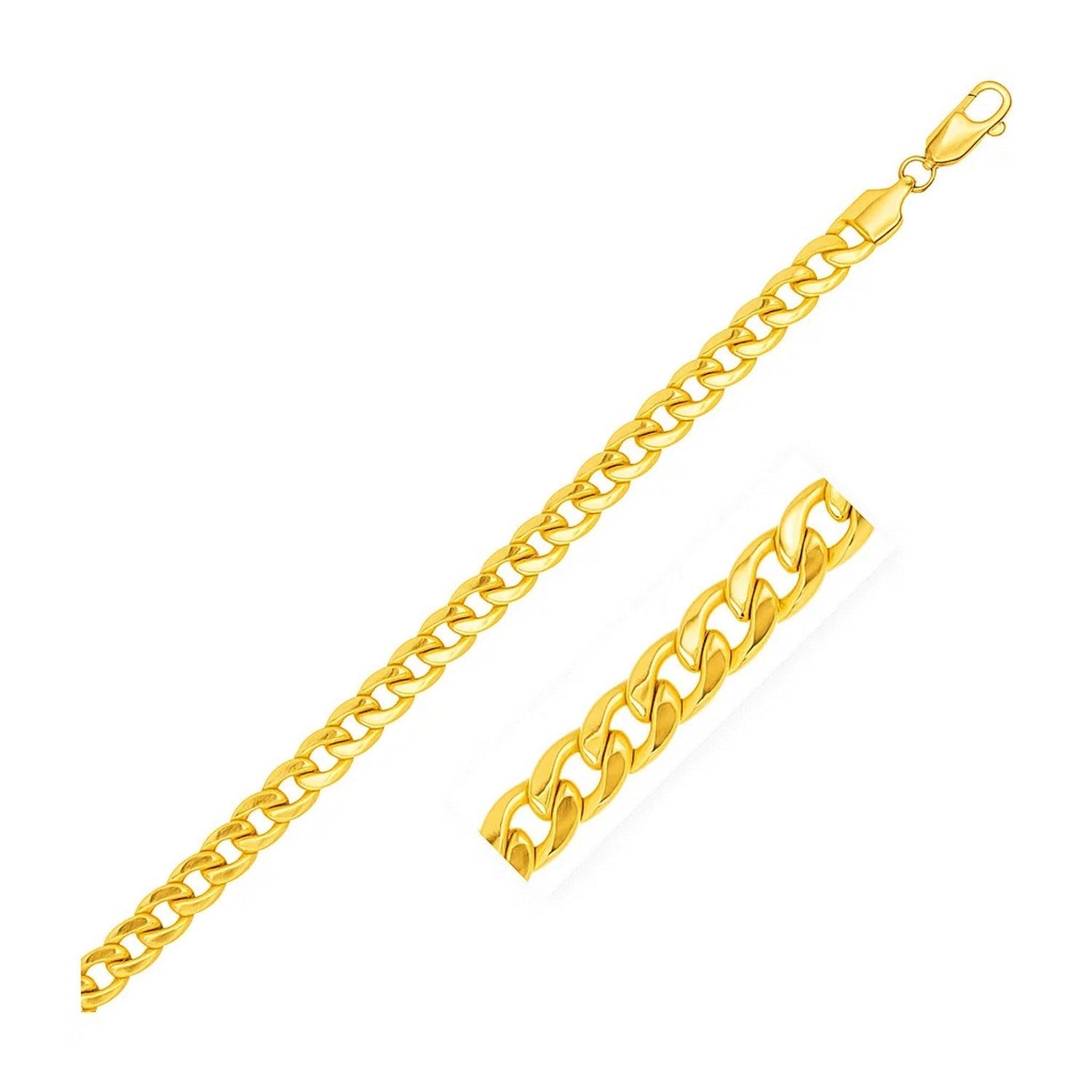 14k Yellow Gold Miami Cuban Semi Solid Bracelet (5.50 mm)