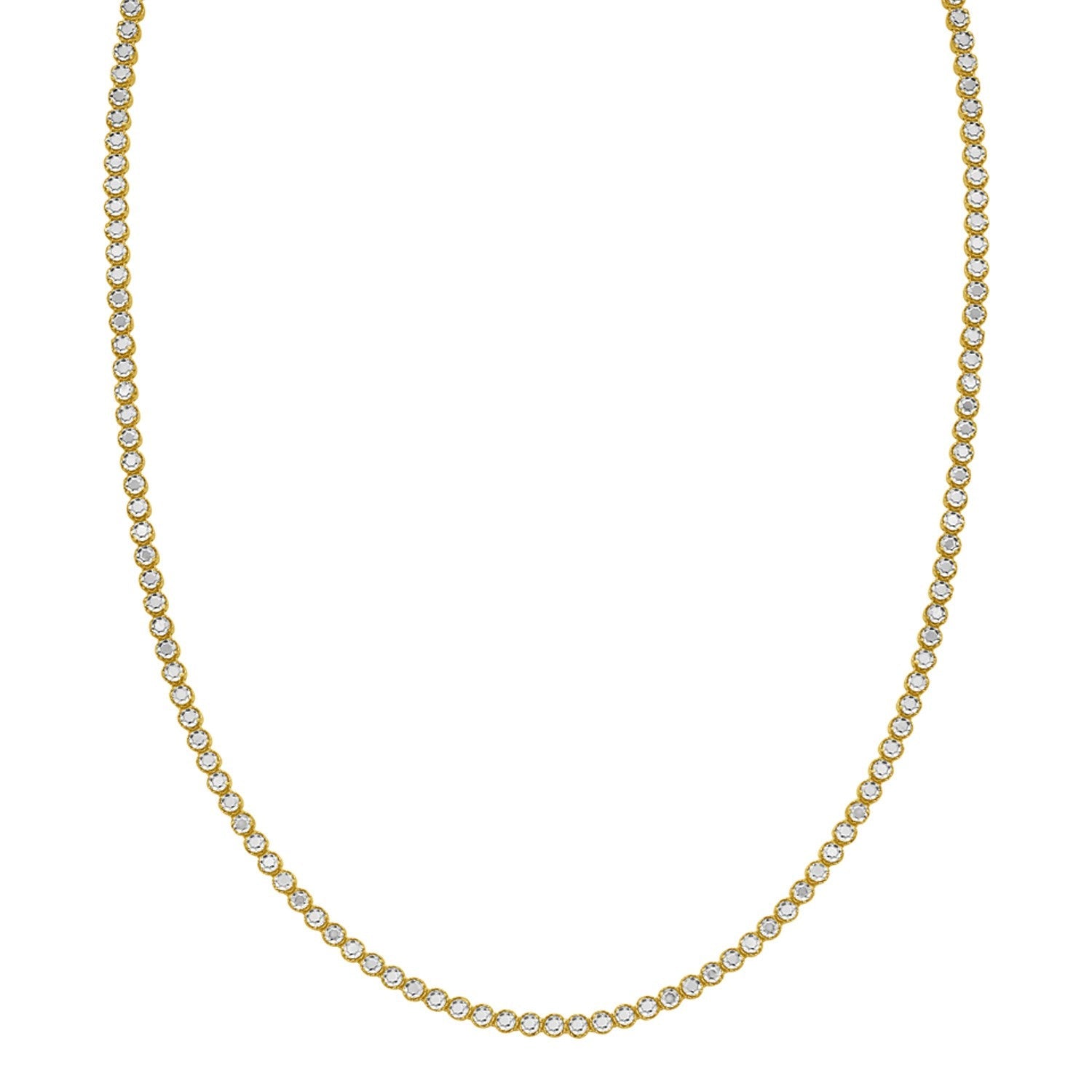 14K Two Tone Gold Diamon Oro Tennis Necklace (2.40 mm)