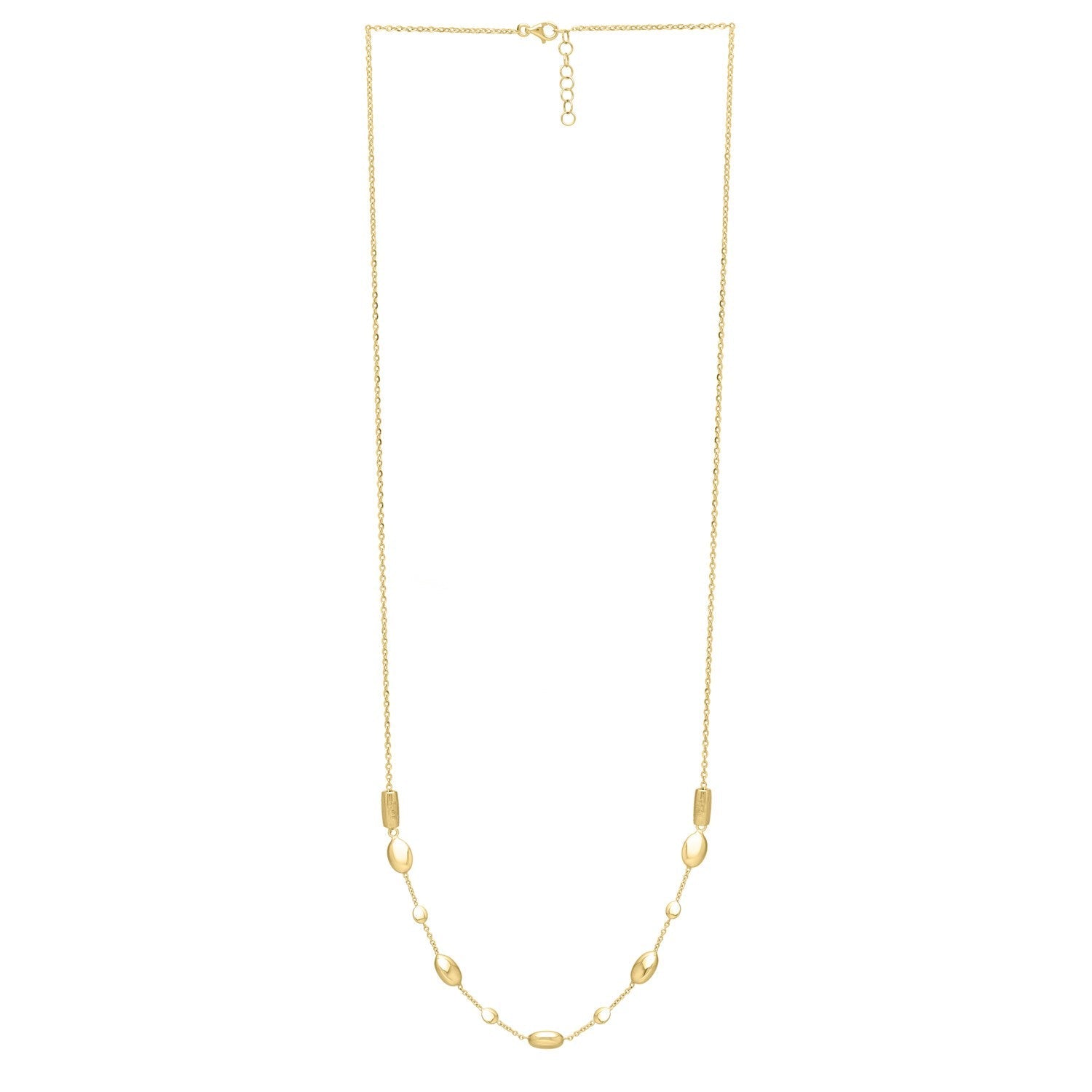Adjustable Puff Pebble Necklace in 14K Yellow Gold