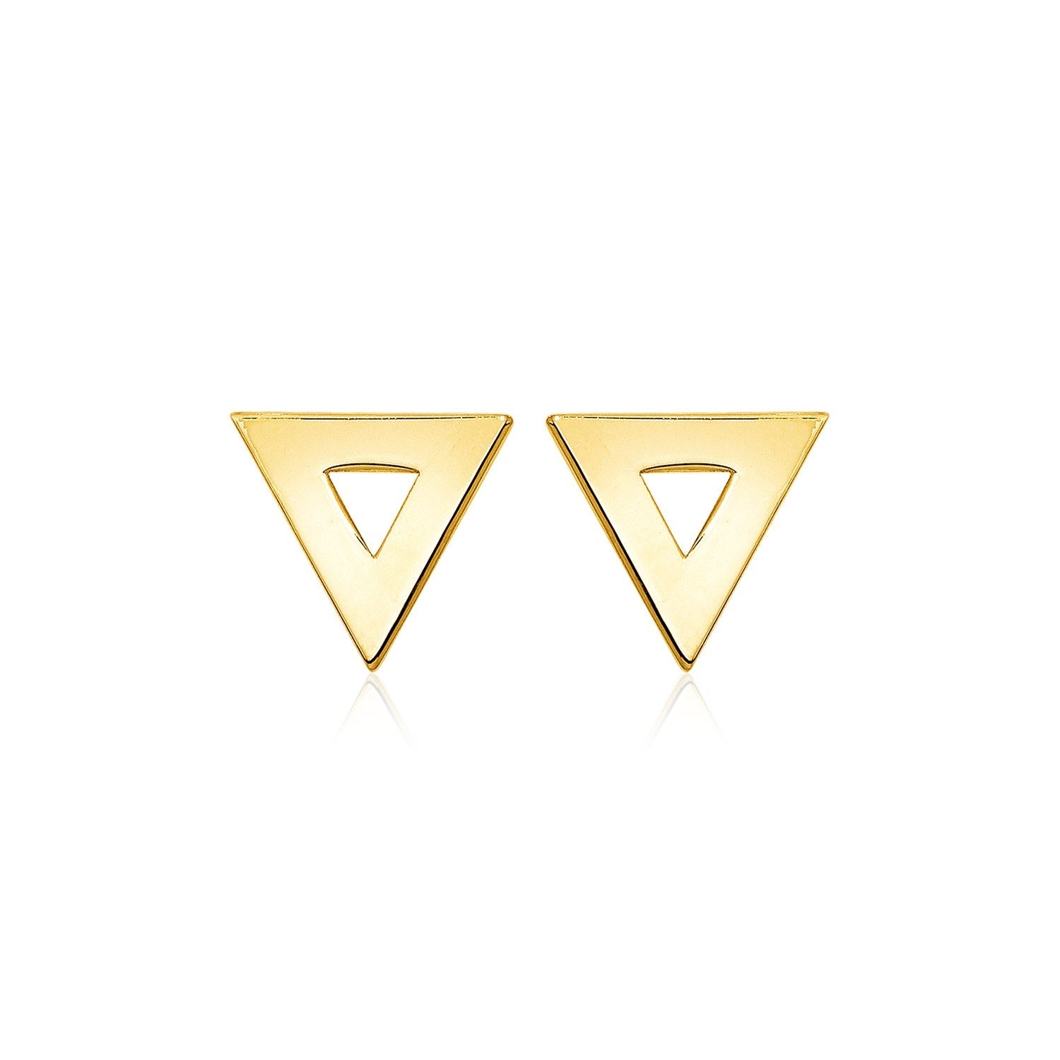 14k Yellow Gold Polished Open Triangle Post Earrings