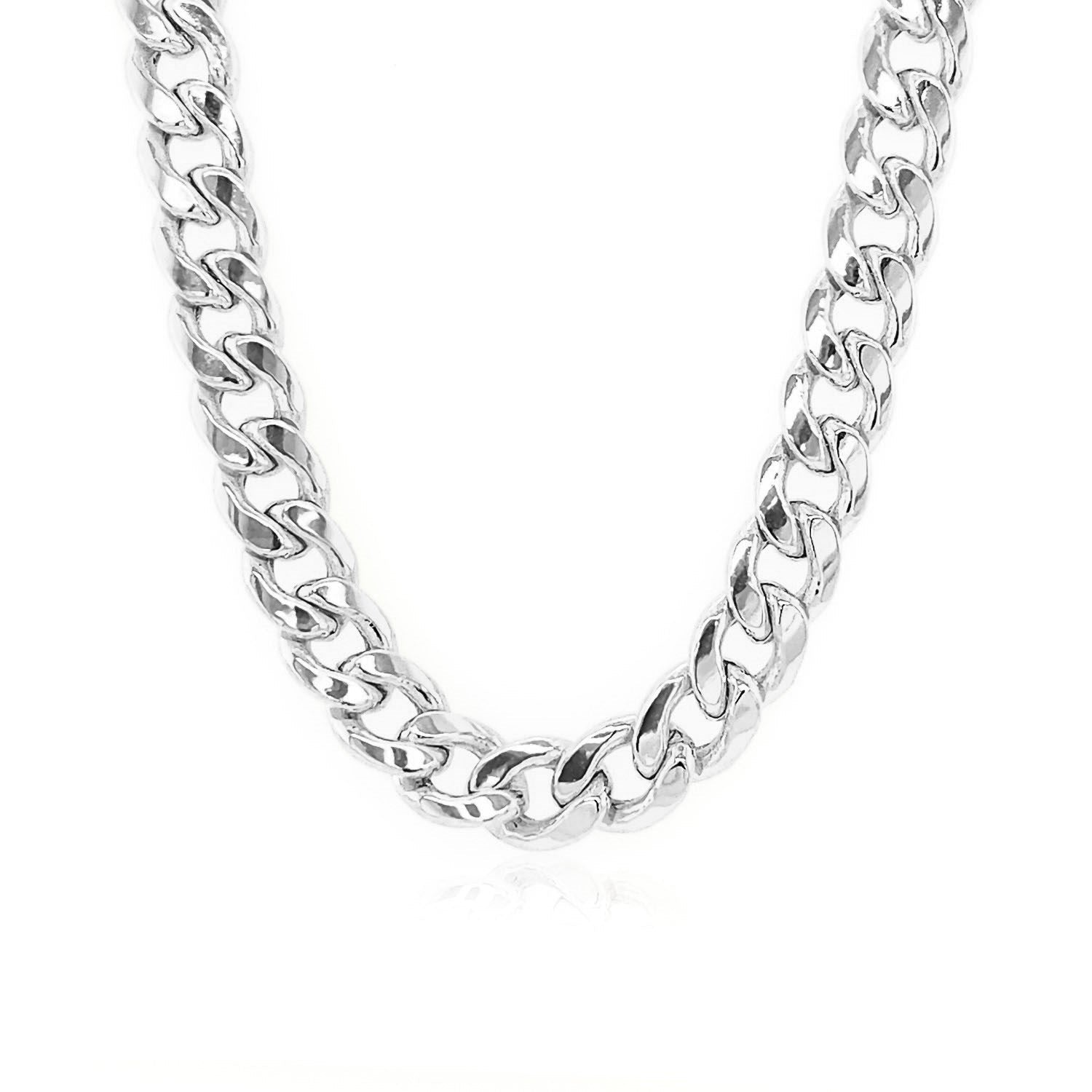 14K White Gold Miami Cuban Semi Solid Chain (7.00 mm)