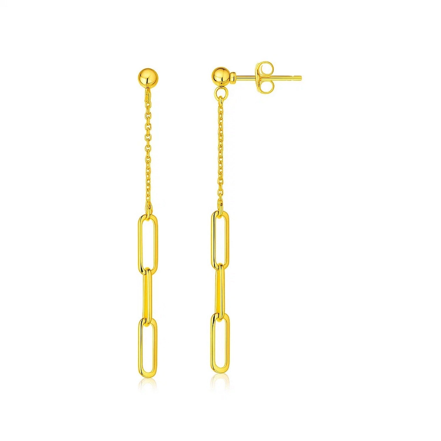 14K Yellow Gold Paperclip Chain and Fine Link Earrings