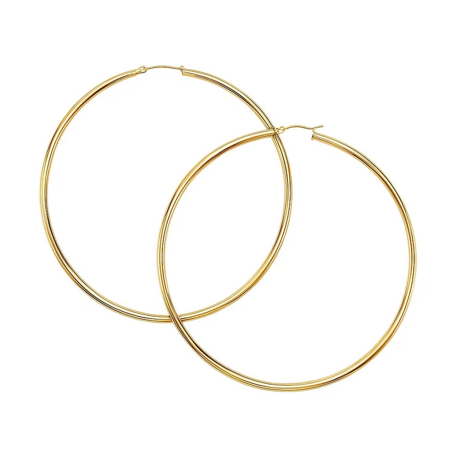 14k Yellow Gold Large Polished Hoop Earrings(2x70mm)