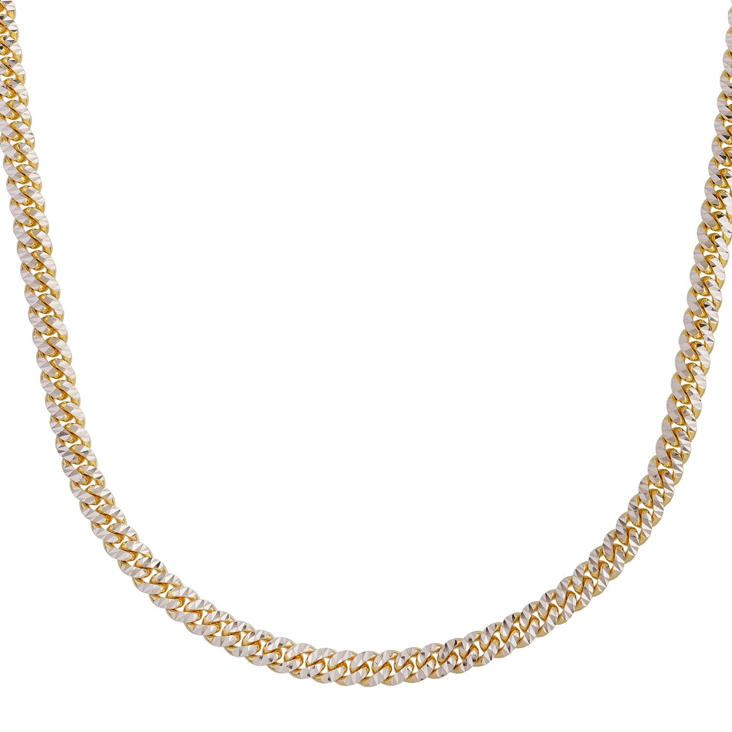 Classic Miami Cuban White Pave Solid Chain in 14k Yellow Gold (6.00 mm)