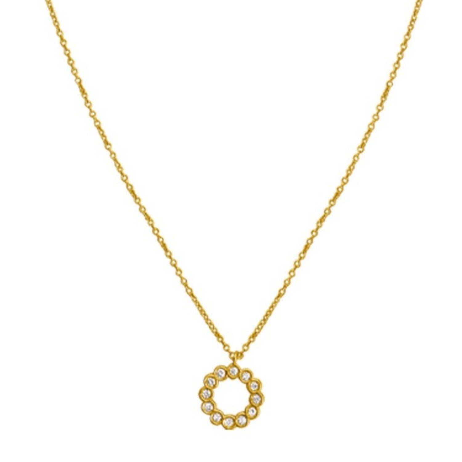 Classic 14K Yellow Gold Petite Diamond Circle Necklace