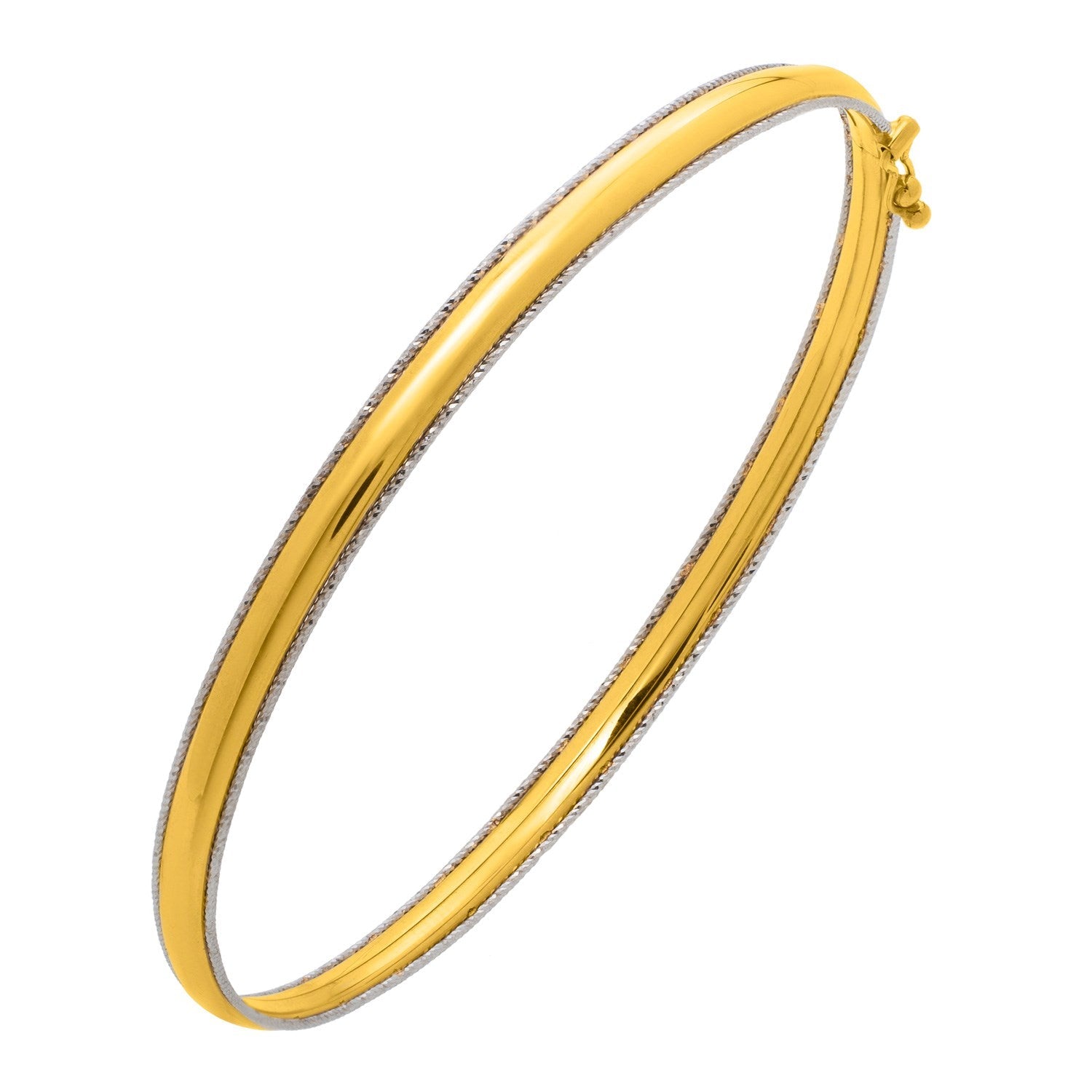 Two Tone Minimalist Bangle in 14K Yellow Gold (4.10 mm)