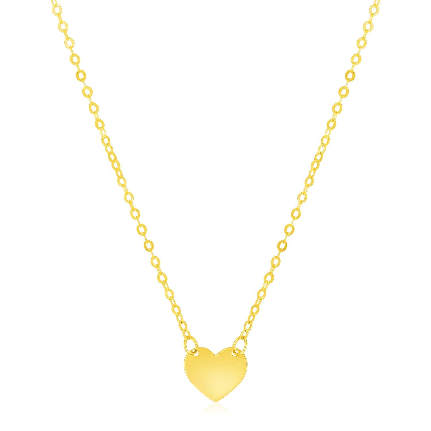 14k Yellow Gold Polished Mini Heart Necklace