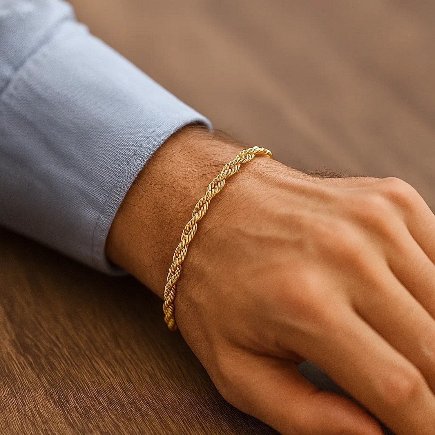 Silk Rope Chain Bracelet in 14k Yellow Gold  (4.30 mm)