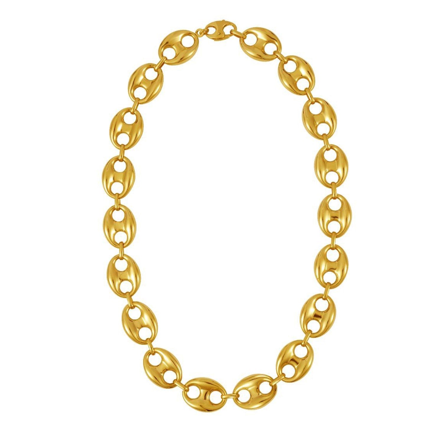 Puffed Mariner Link 16mm Necklace in 14K Yellow Gold