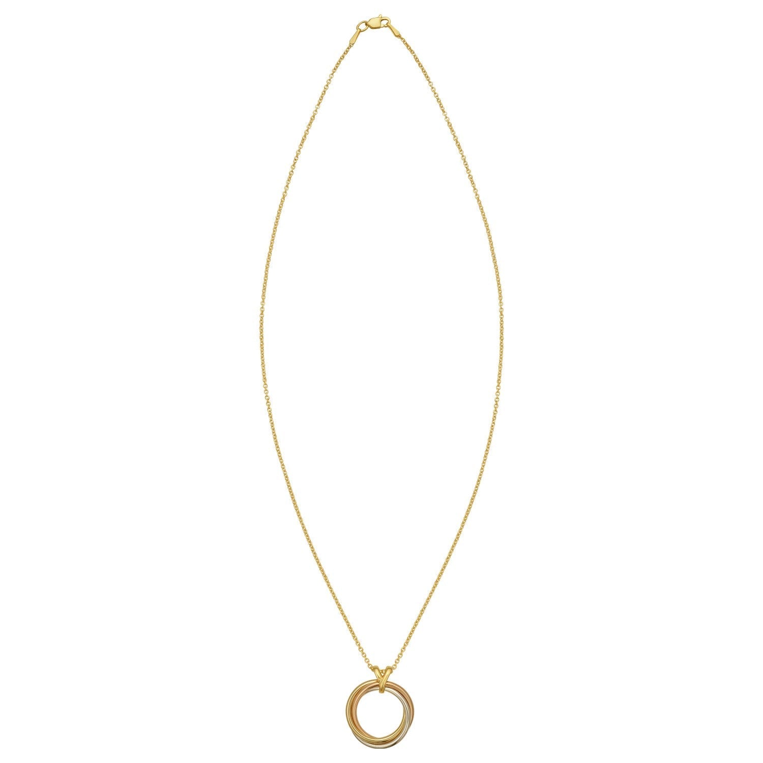 14K Tri Color Gold Interlocking Circle Pendant Necklace