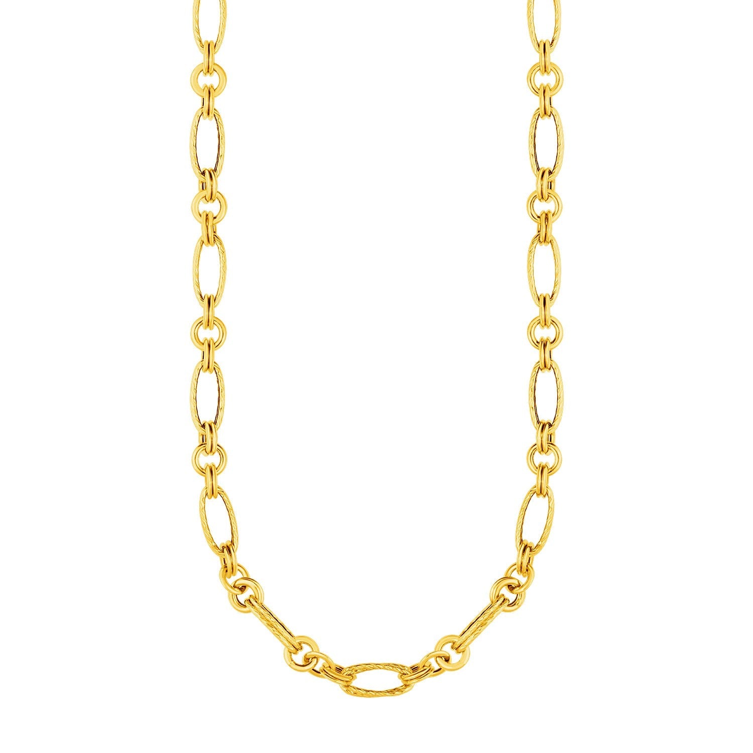 14k Yellow Gold Twisted and Polished Link Necklace
