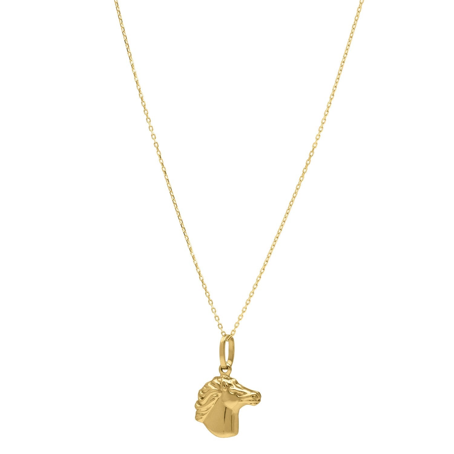 Horse Profile Medium Necklace in 14K Yellow Gold
