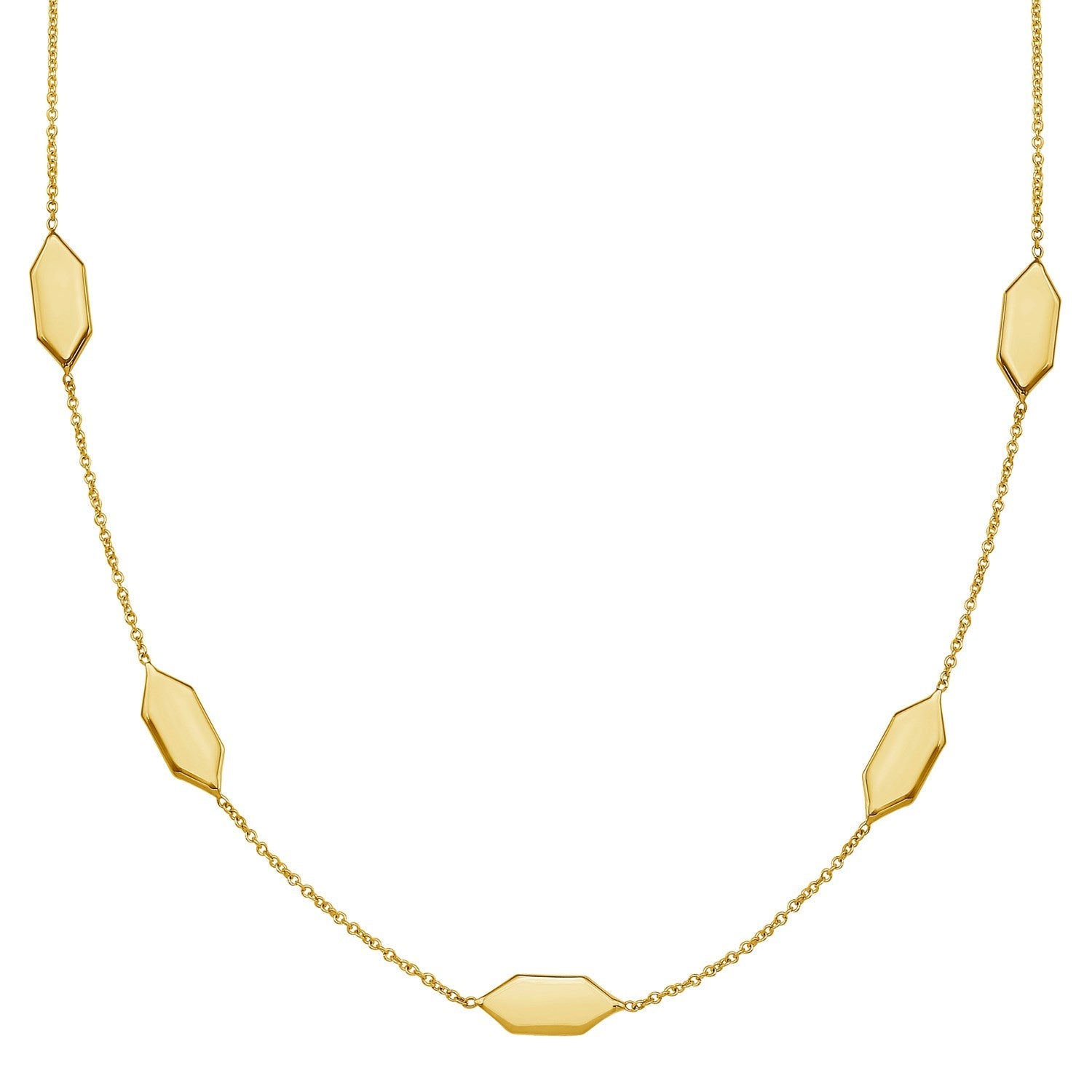 Elongated Hexagon Necklace in 14K Yellow Gold