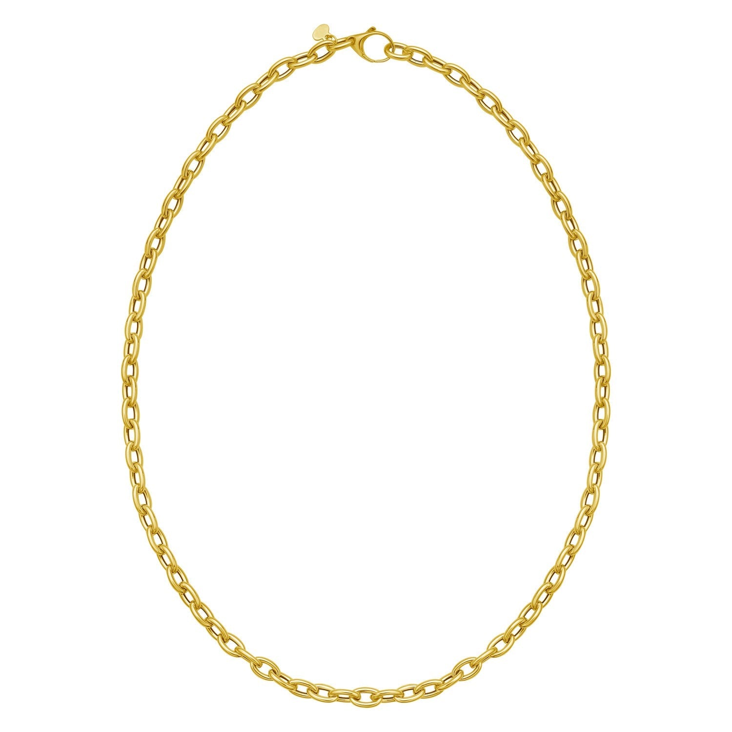 14K Yellow Gold Charm Lock Rolo Chain Necklace (5.10 mm)