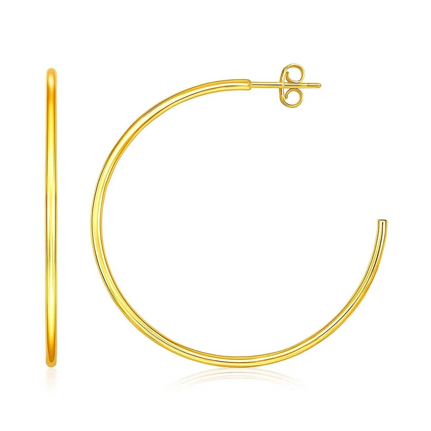 14k Yellow Gold Polished Hoop Earrings(1.5x40mm)