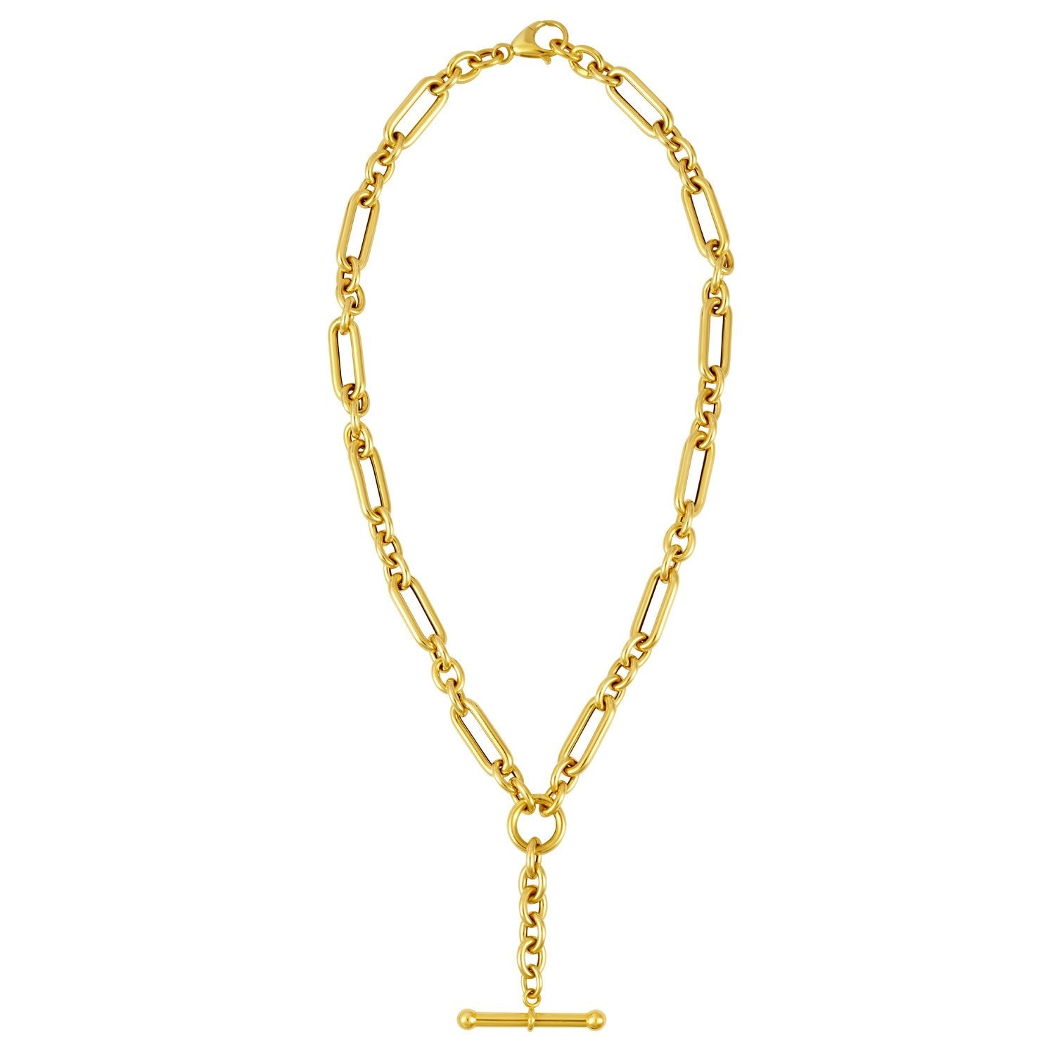 Toggle Necklace with Alternating Chain in 14K Yellow Gold