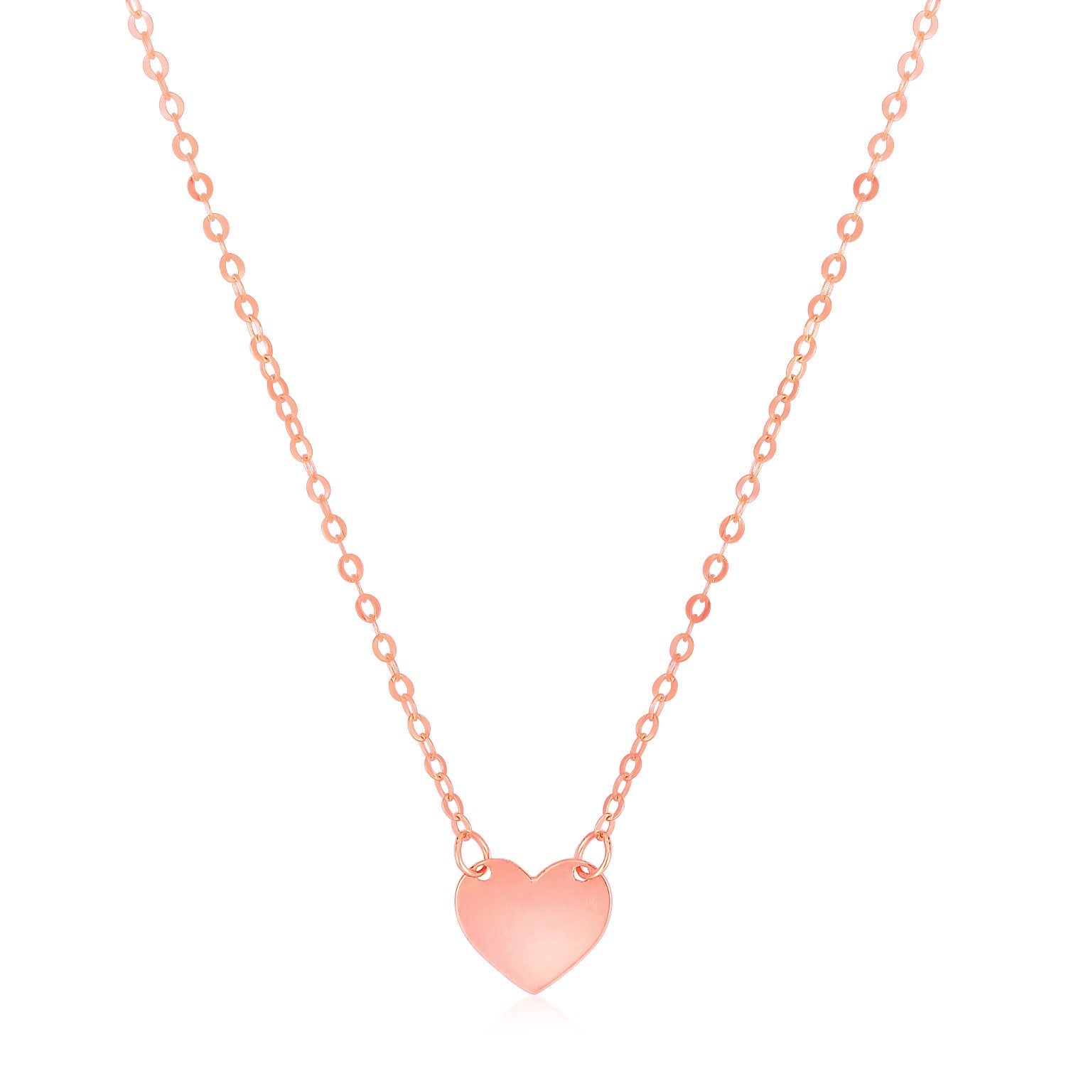 14k Rose Gold Polished Mini Heart Necklace