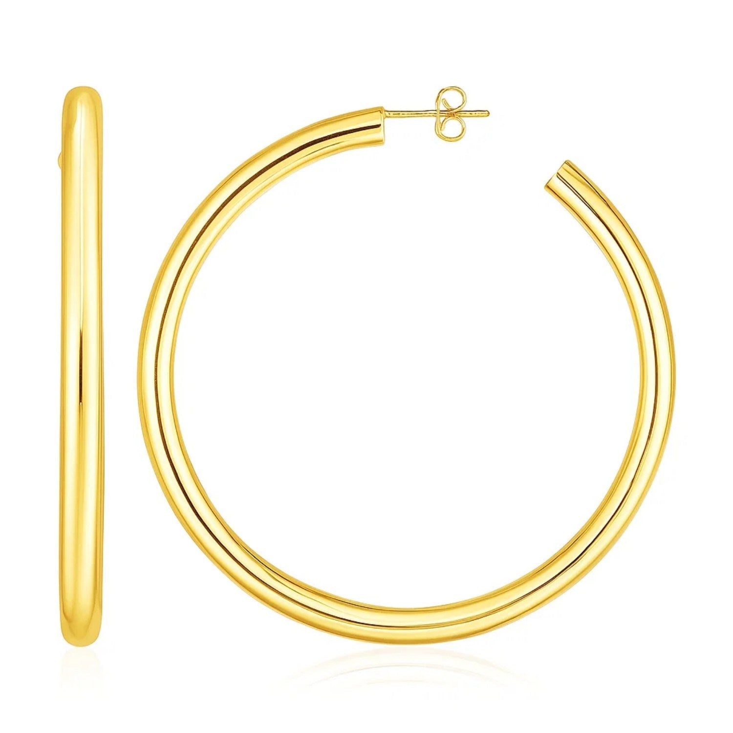 14k Yellow Gold Polished Hoop Earrings(4x50mm)