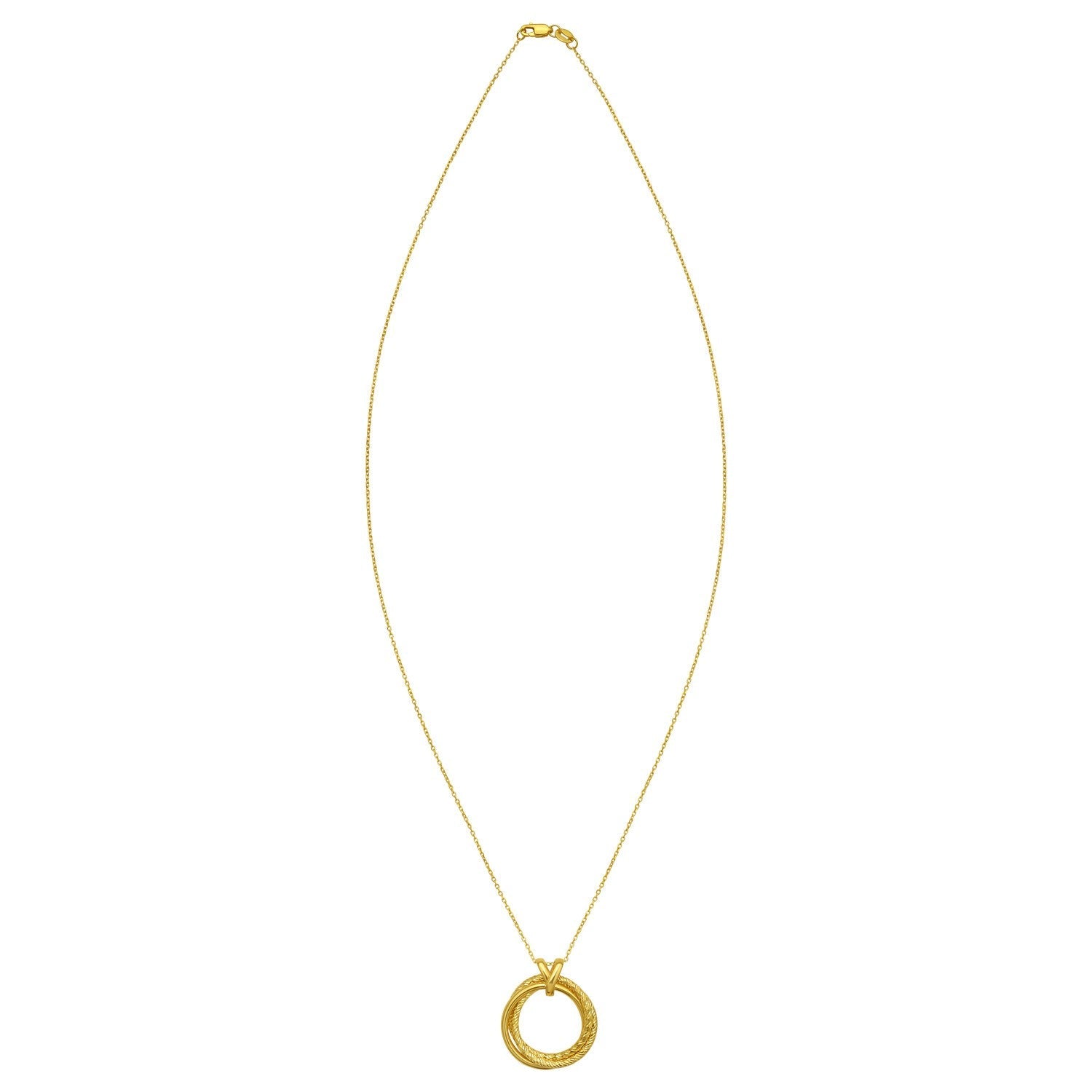 14K Yellow Gold Interlocking Diamond Cut Trinity Necklace
